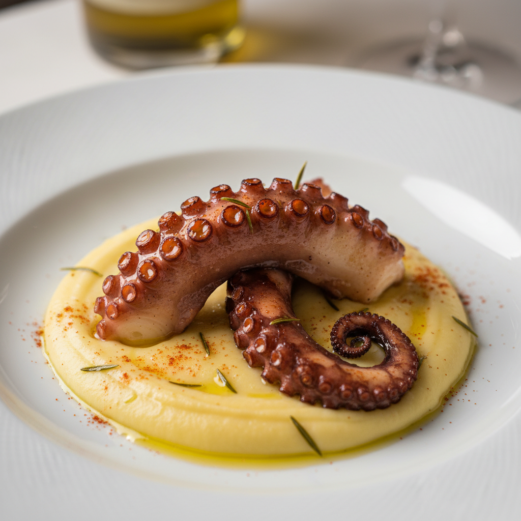 Polpo arrosto su crema di patate